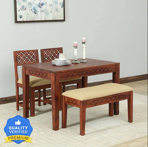 Allie Wood Rosewood (Sheesham) Solid Wood 4 Seater Dining Set