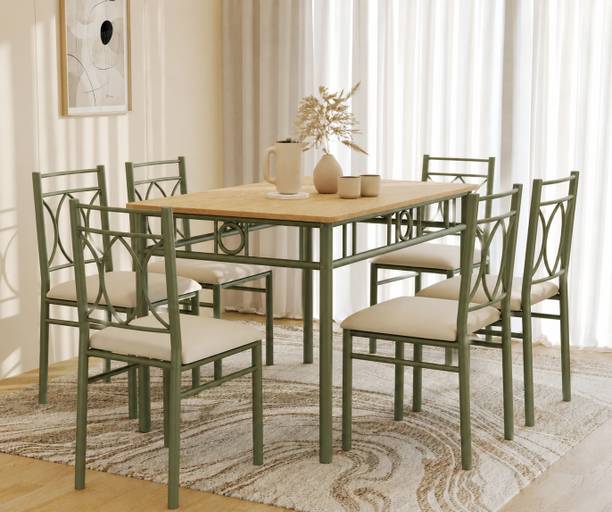 Flipkart Perfect Homes Vienzo Indoor & Outdoor Dining Room and Living Room Metal 6 Seater Dining Set