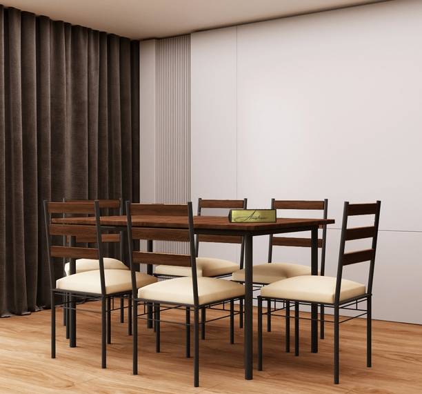Haridra Indoor & Outdoor Dining Room and Living Room Set Metal 6 Seater Dining Set