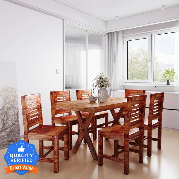 Flipkart Perfect Homes Sheesham ( Rosewood ) Solid Wood 6 Seater Dining Set