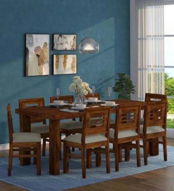 Taskwood Furniture Solid Wood Sheesham Wood 8 Seater Dining Table With 8 Chairs For Dining Room Solid Wood 8 Seater Dining Set