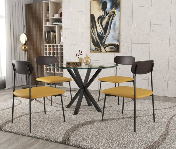 HITHOS Wooden 4 Seater Dining Set/Solid Wood 4 Seater Dining Table & Chair Set For Home Solid Wood 4 Seater Dining Set