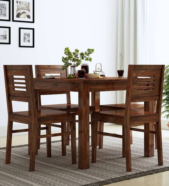 LOONART Solid Wood Dining Set|Dining Table Chair Set|Dining Set For 4|Wooden Dining Set| Solid Wood 4 Seater Dining Set