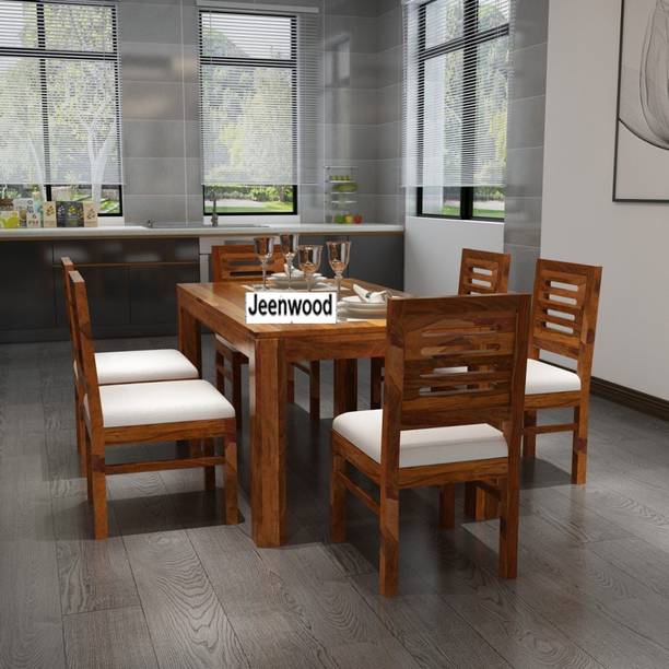 JeenWood Solid Wood 6 Seater Dining Set