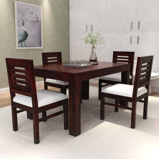 Taskwood Furniture Solid Wood Sheesham Wood 4 Seater Dining Table With 4 Chairs For Dining Room Solid Wood 4 Seater Dining Set