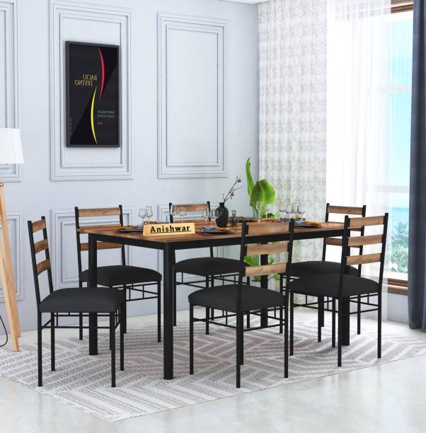 Anishwar Metal Frame Dining Room Set for Living Room Furniture Engineered Wood 6 Seater Dining Set