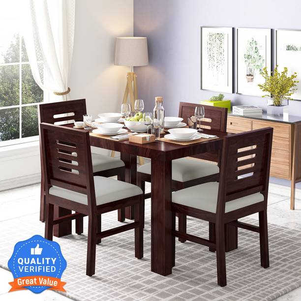 Kendalwood Furniture Premium Dining Room Furniture Wooden Dining Table with 4 Chairs Solid Wood 4 Seater Dining Set