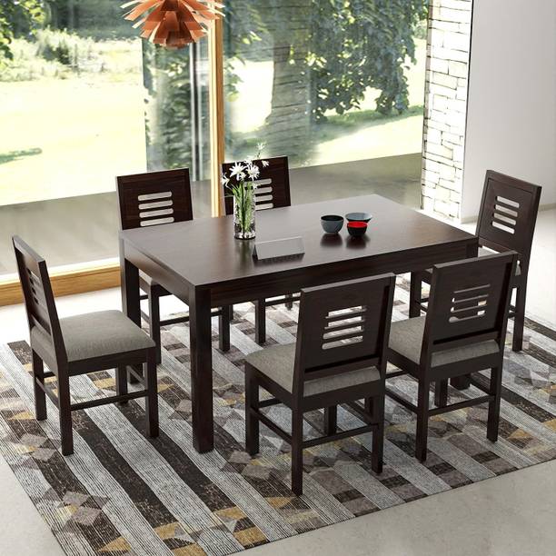 TRUE FURNITURE Sheesham (Rosewood) Solid Wood 6 Seater Dining Set