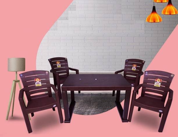 NPPL National Moulded Heavy duty 4 chairs & dinning table for home office restaurant Plastic 4 Seater Dining Set