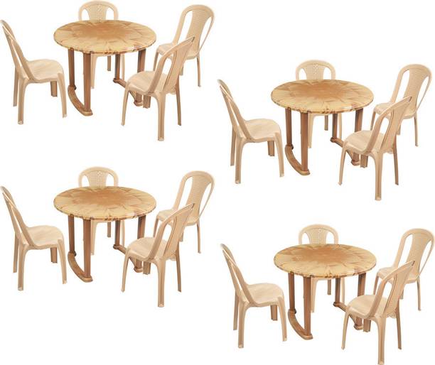 swagath furniture 4 Seater Dining Set 4 for Home Garden Cafeteria Plastic 4 Seater Dining Set
