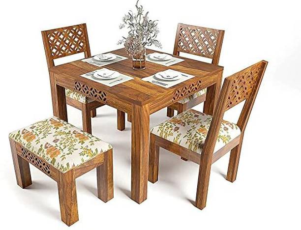 Shree Shyam Dining set in pure sheesham wood solid wood (finish type- polished, (DIY)) Solid Wood 4 Seater Dining Set