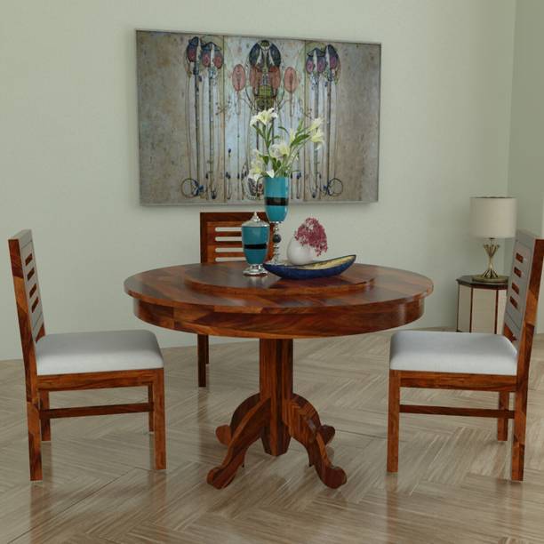Allie Wood Rosewood (Sheesham) With Free Gift 3 Wall Shelves Solid Wood 3 Seater Dining Set