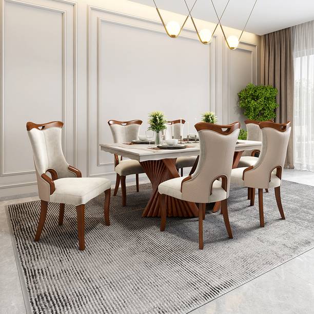 Durian ELANOR Solid Wood 6 Seater Dining Set