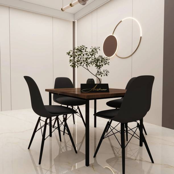 Anishwar Elsa MDF Engineered Table Top Metal 4 Seater Dining Set
