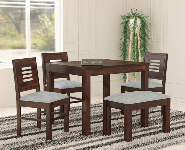 Devsignature Solid Sheesham Wood Four Seater Dining Set For Kitchen , Hotel , Restaurant Solid Wood 4 Seater Dining Set