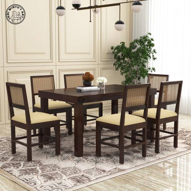SHRI MINTU'S ART Wooden 6 Seater Dining Table Set Solid Wood 6 Seater Dining Set