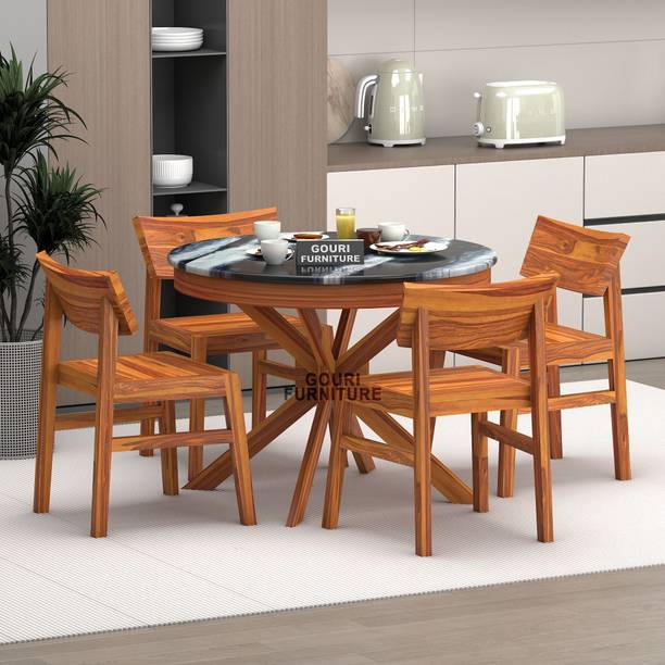 Gouri Furniture Sheesham Solid Wood 4 Seater Dining Set | Dining Table | Solid Wood 4 Seater Dining Set