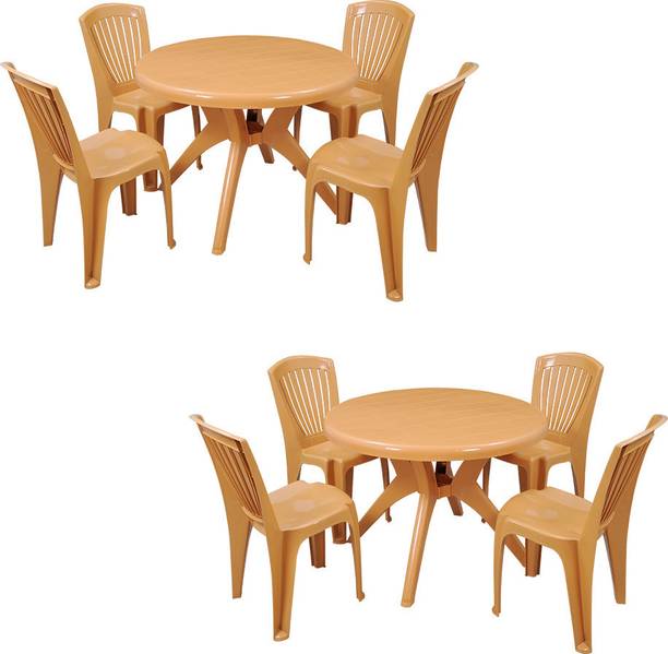 swagath furniture 4 Seater Dining Set 2 for Home Garden Cafeteria Plastic 4 Seater Dining Set