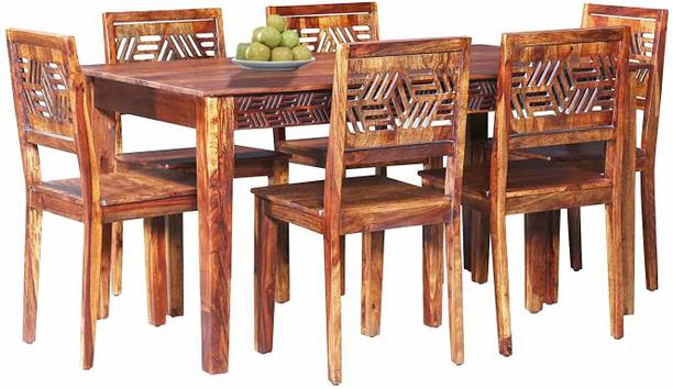 APRODZ Solid Wood 6 Seater Dining Set