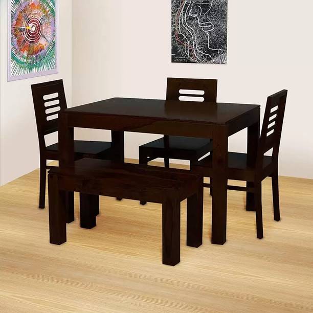JeenWood Premium Dining Room Furniture Wooden Dining Table with 3 Chairs & 1 bench Solid Wood 4 Seater Dining Set