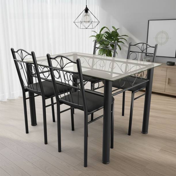 P&B Home Belmont Indoor & Outdoor for Dining Room and Living Room | 1 Year Warranty | Metal 4 Seater Dining Set