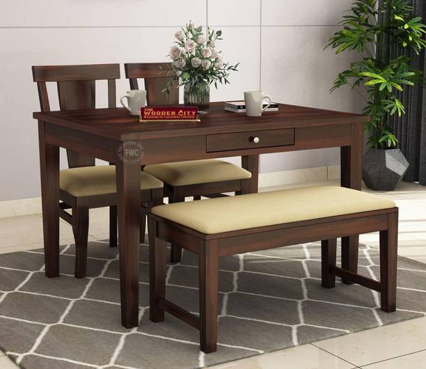 THE WOODEN CITY Rosewood (Sheesham) Dining Room Set Solid Wood 4 Seater Dining Set