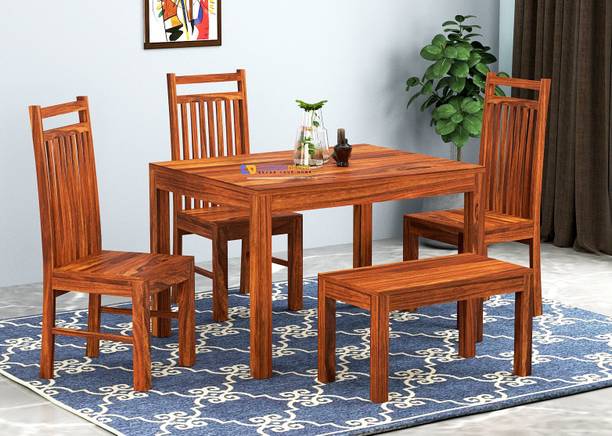 Custom Decor Solid Wood 4 Seater Dining Set