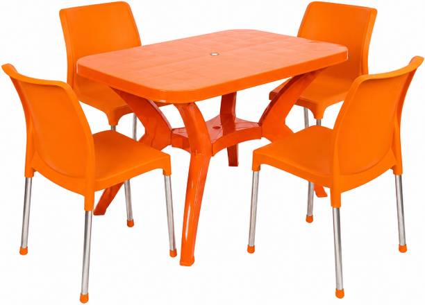 TrendyLivings 4 Seater Dining Table with 4 Chair for Home, Cafe, Restaurant, Garden & Hotel Plastic 4 Seater Dining Set