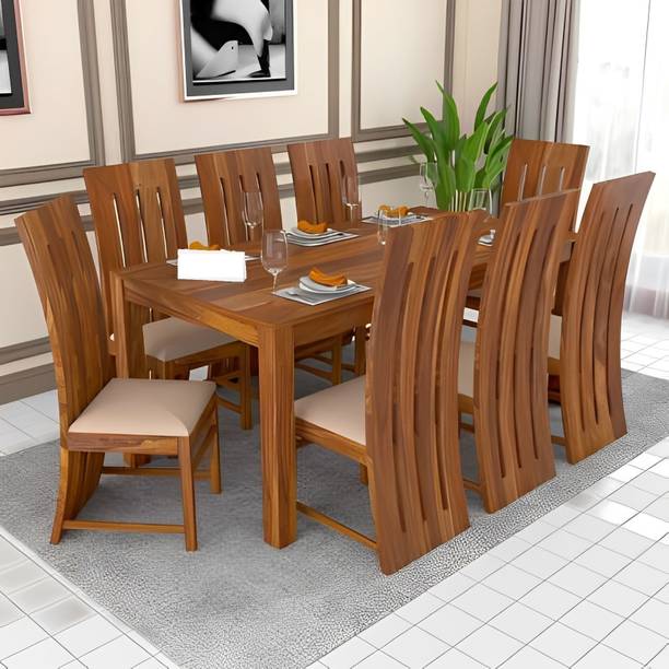 Taskwood Furniture Solid Sheesham Wood 8 Seater Dining Set For Dining Room / Restaurant. Solid Wood 8 Seater Dining Set