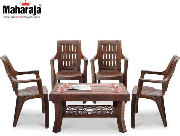 MAHARAJA Plastic Chair & Table set for Outdoor & Indoor | Plastic 4 Seater Dining Set