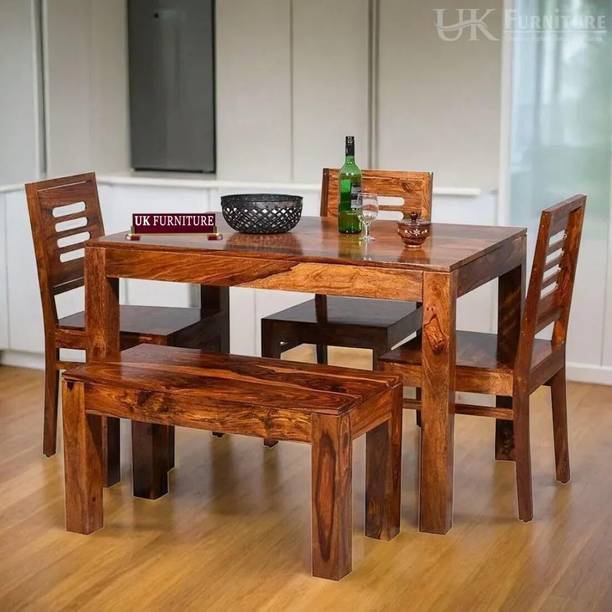 UK FURNITURE Rosewood (Sheesham) Solid Wood 4 Seater Dining Set