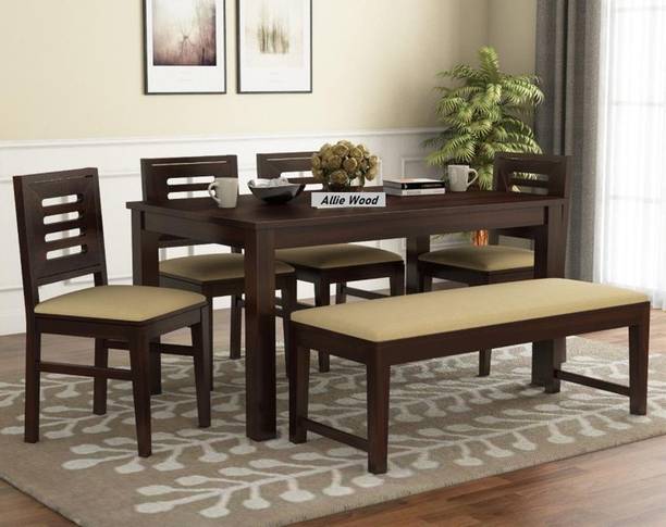 Allie Wood Sheesham ( Rosewood ) Solid Wood 6 Seater Dining Set