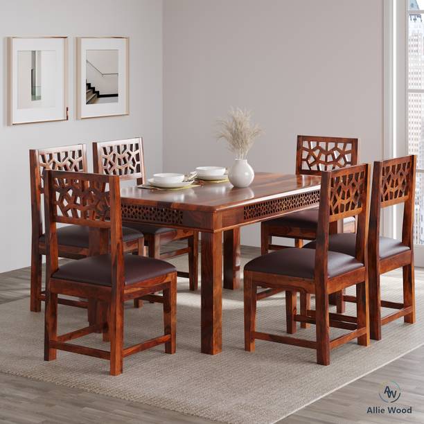 Cherry Wood Rosewood (Sheesham) Solid Wood 6 Seater Dining Set