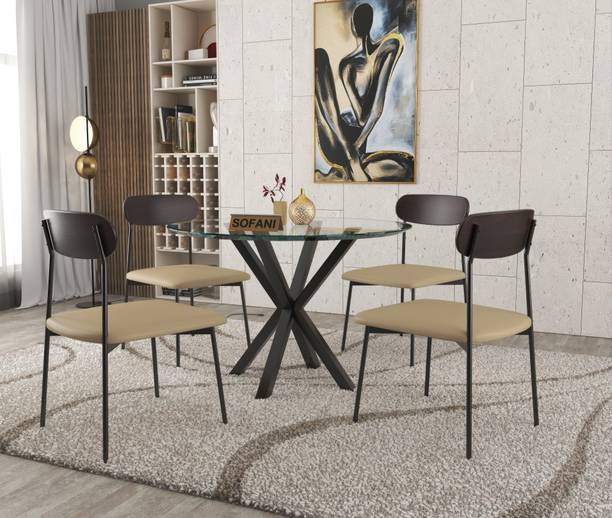 HITHOS Wooden 4 Seater Dining Set/Solid Wood 4 Seater Dining Table & Chair Set For Home Solid Wood 4 Seater Dining Set