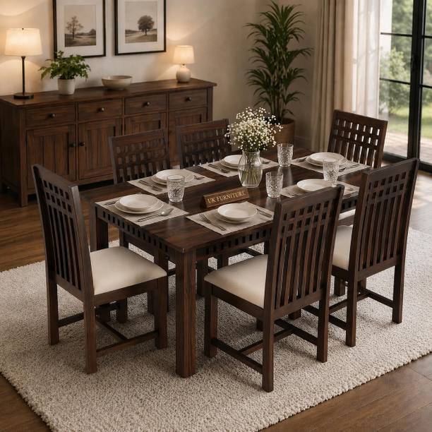 UK FURNITURE Solid Wood 6 Seater Dining Set
