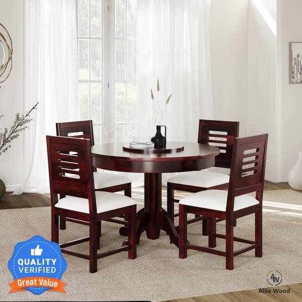 Allie Wood Rosewood (Sheesham) Solid Wood 4 Seater Dining Set