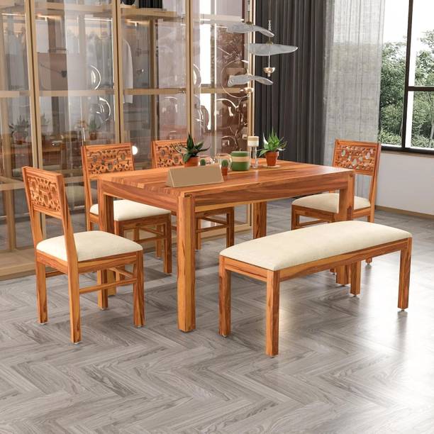 Flipkart Perfect Homes Solid Wood Six Seater Dining Set With Four Chairs & One Bench For Dining Room || Solid Wood 6 Seater Dining Set