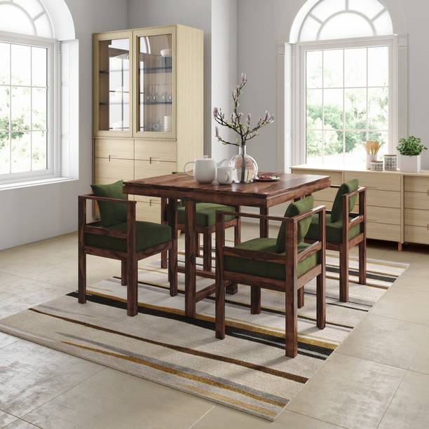 Wopno Furniture Pure Sheesham Wooden 4 Seater Dining Table Set for Dining Room Solid Wood 4 Seater Dining Set