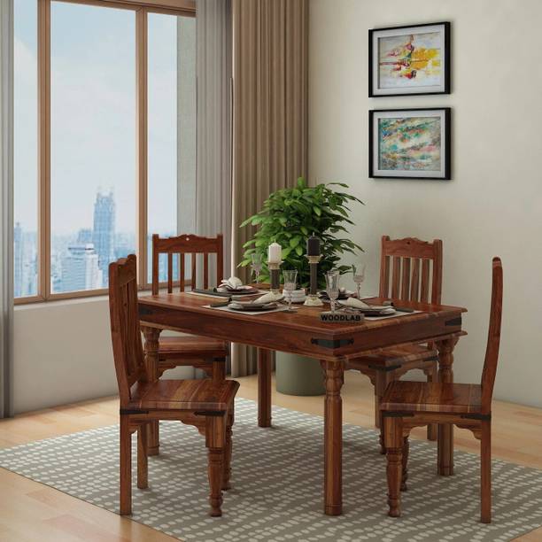 WOODENJOY Sheesham Wood 4-Seater Dining Set with Table and Chairs for Dining room/Home Solid Wood 4 Seater Dining Set