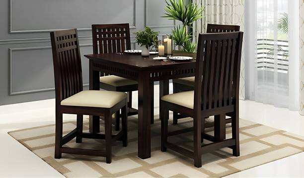 SWANGIA ART Solid Sheesham Wood Four Seater Dining Set For Dining Room/ Kitchen | Solid Wood 4 Seater Dining Set