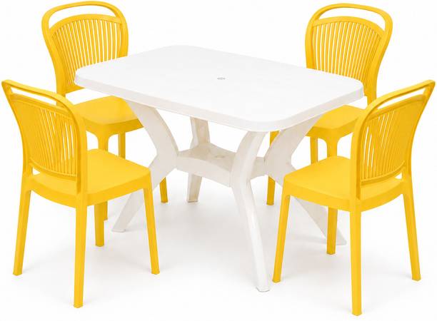 TrendyLivings Strong and Durable 6 Seater Dining Set for Home Garden Cafeteria Plastic 4 Seater Dining Set