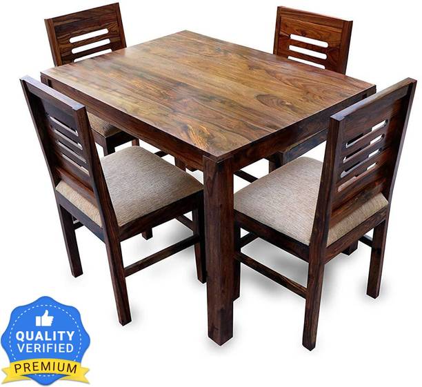 Custom Decor Solid Wood 4 Seater Dining Set