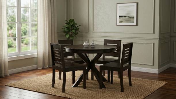 sjme Solid Wood Dining Table Set|Wooden 4 Seater Dining Set|Sheesham Wood Dining Set| Solid Wood 4 Seater Dining Set
