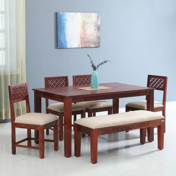 TRUSTCRAFT Premium Dining Table 6 Seater | Wooden Dining Table Set for Home & Dining Room Solid Wood 6 Seater Dining Set