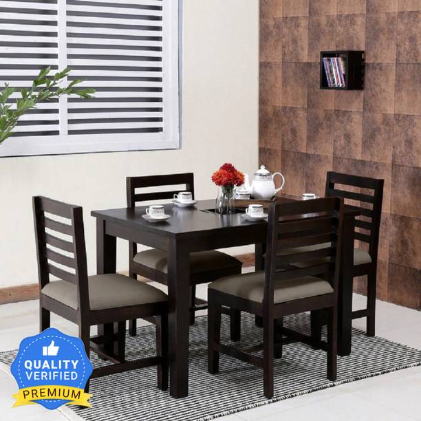 Taskwood Furniture Solid Wood Sheesham Wood 4 Seater Dining Table With 4 Chairs For Dining Room Solid Wood 4 Seater Dining Set