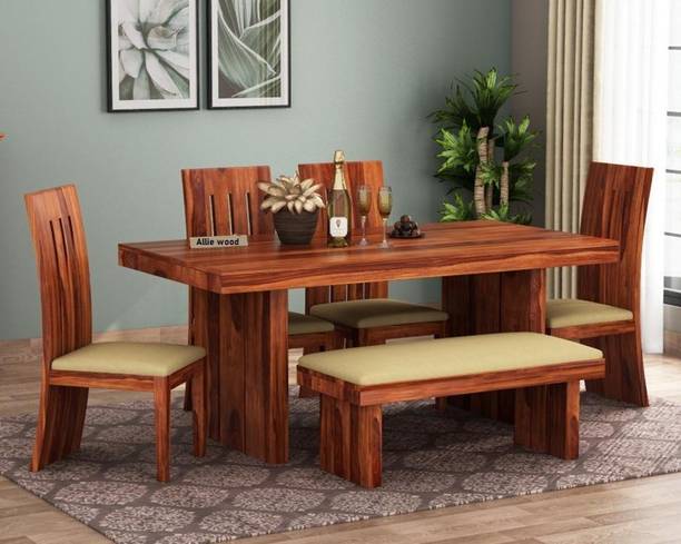 Allie Wood Sheesham Solid Wood 6 Seater Dining Set