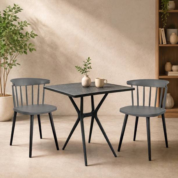 Diya BIngo Square and Royal Dining Table Set for Home Garden Cafeteria Restaurant Plastic 2 Seater Dining Set