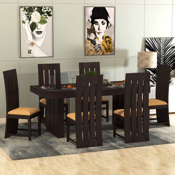 BAGARI ARTS Solid Sheesham Wood 6 Seater Dining Set For Dining Room | Kitchen | Hotel Solid Wood 6 Seater Dining Set