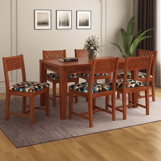Kendalwood Furniture Premium Dining Room Furniture Wooden Dining Table with 6 Chairs Solid Wood 6 Seater Dining Set