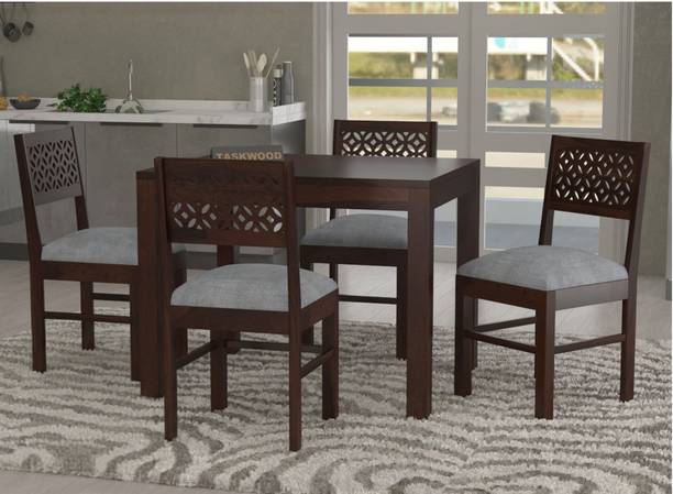 Taskwood Furniture Solid Sheesham Wood Four Seater Dining Set For Dining Room / Restaurant. Solid Wood 4 Seater Dining Set